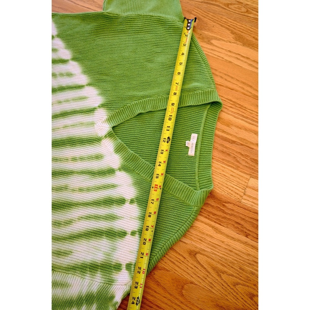 PacSun LA Hearts Green Tie Dye Cropped Sweater S‎ V-Neck Ribbed Knit Soft Girl - Picture 4 of 9